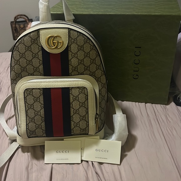 Gucci ophidia backpack with light tan trim. Never used and still has wrapping. - Picture 3 of 5